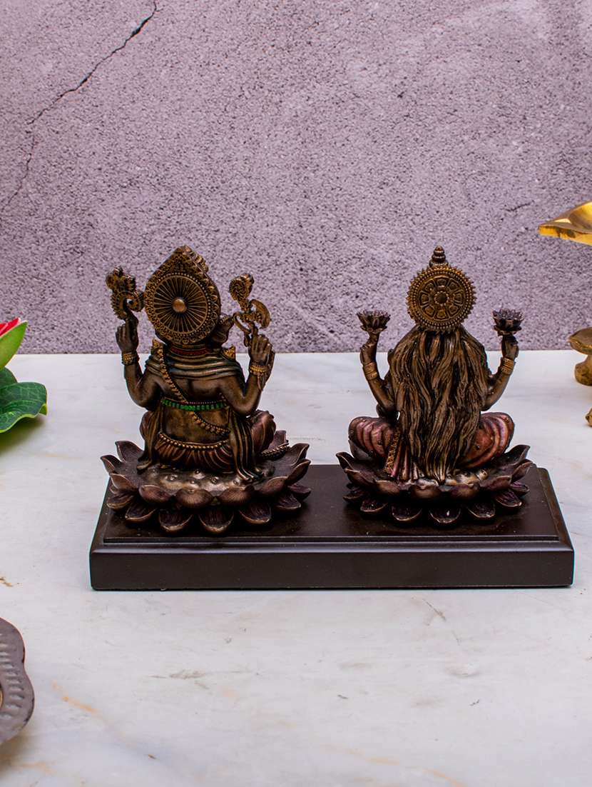 copper goddess lakshmi and lord ganesh murti - 22065650 -  Standard Image - 3