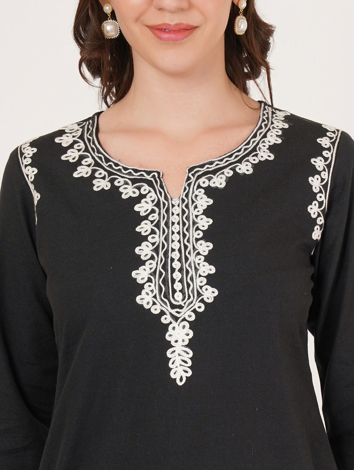 women embroidered three quarter sleeve straight kurti - 22065835 - Standard Image - 3