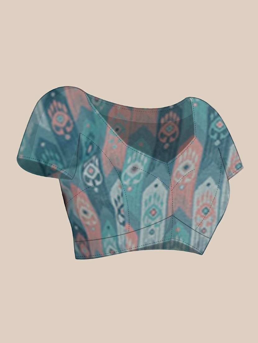 women printed casual wear saree with blouse - 22065855 -  Standard Image - 3