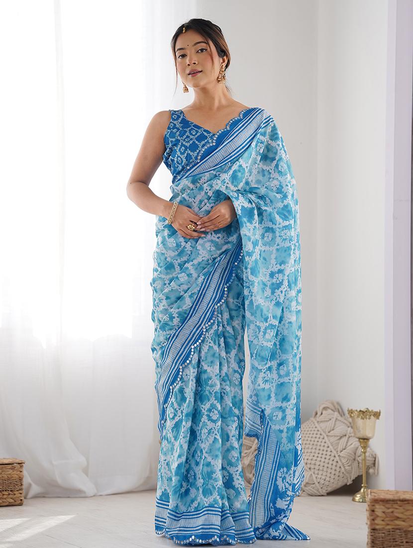 women printed casual wear saree with blouse - 22065858 - Zoom Image - 0
