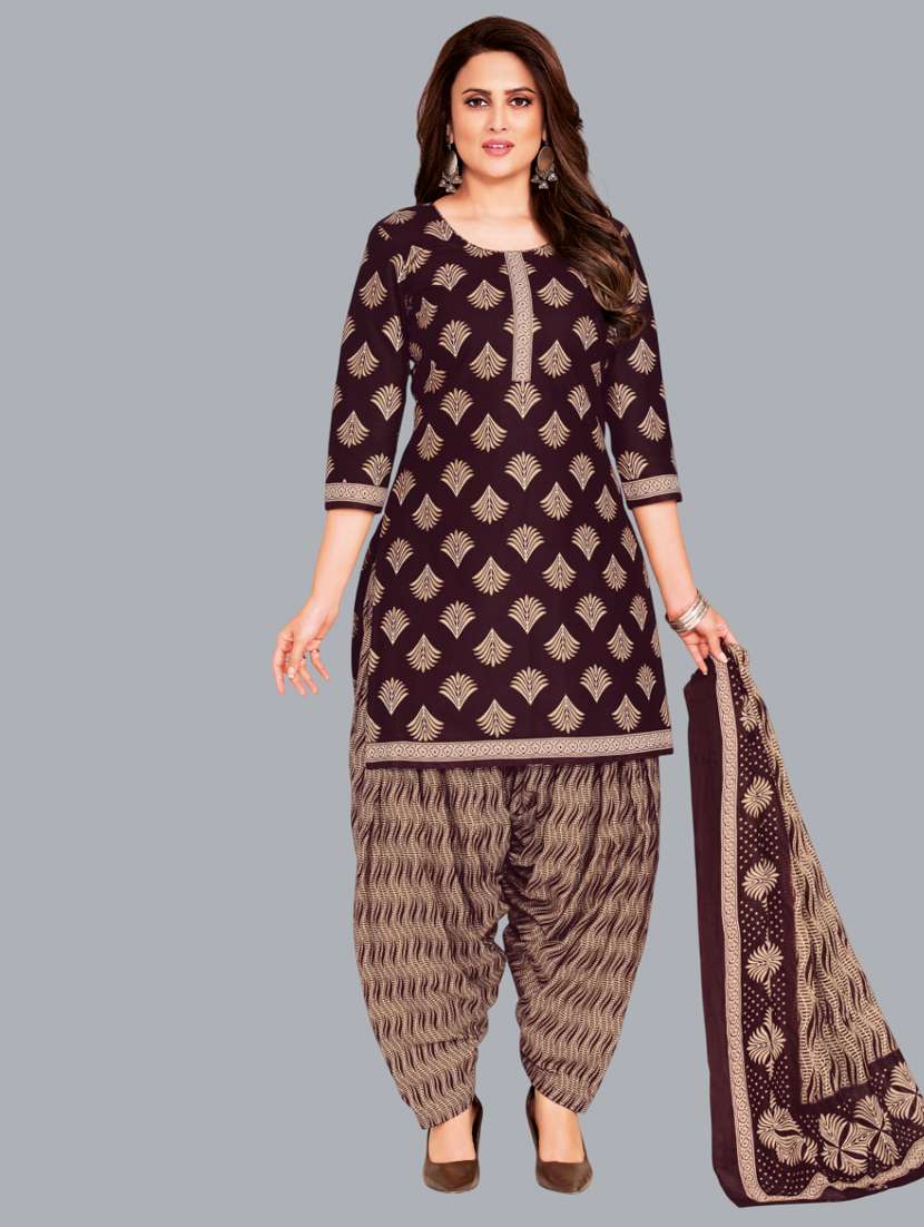 women printed unstitched salwar suit set
