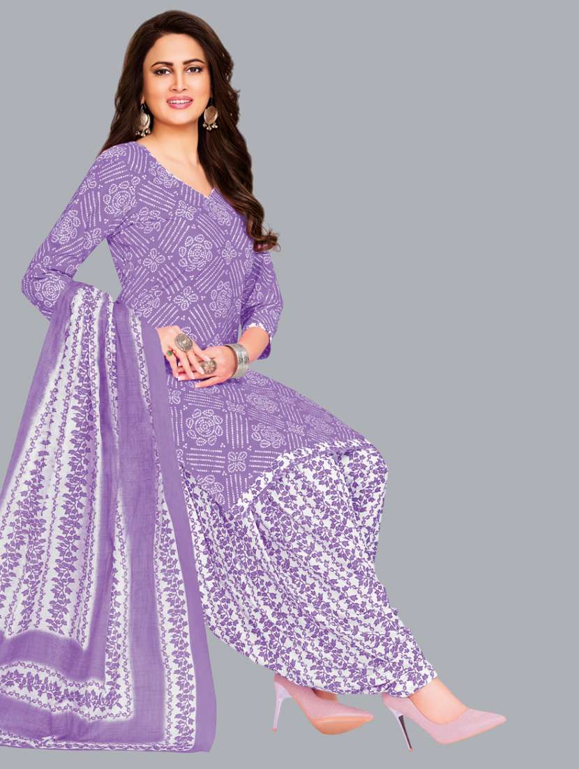 women printed unstitched salwar suit set