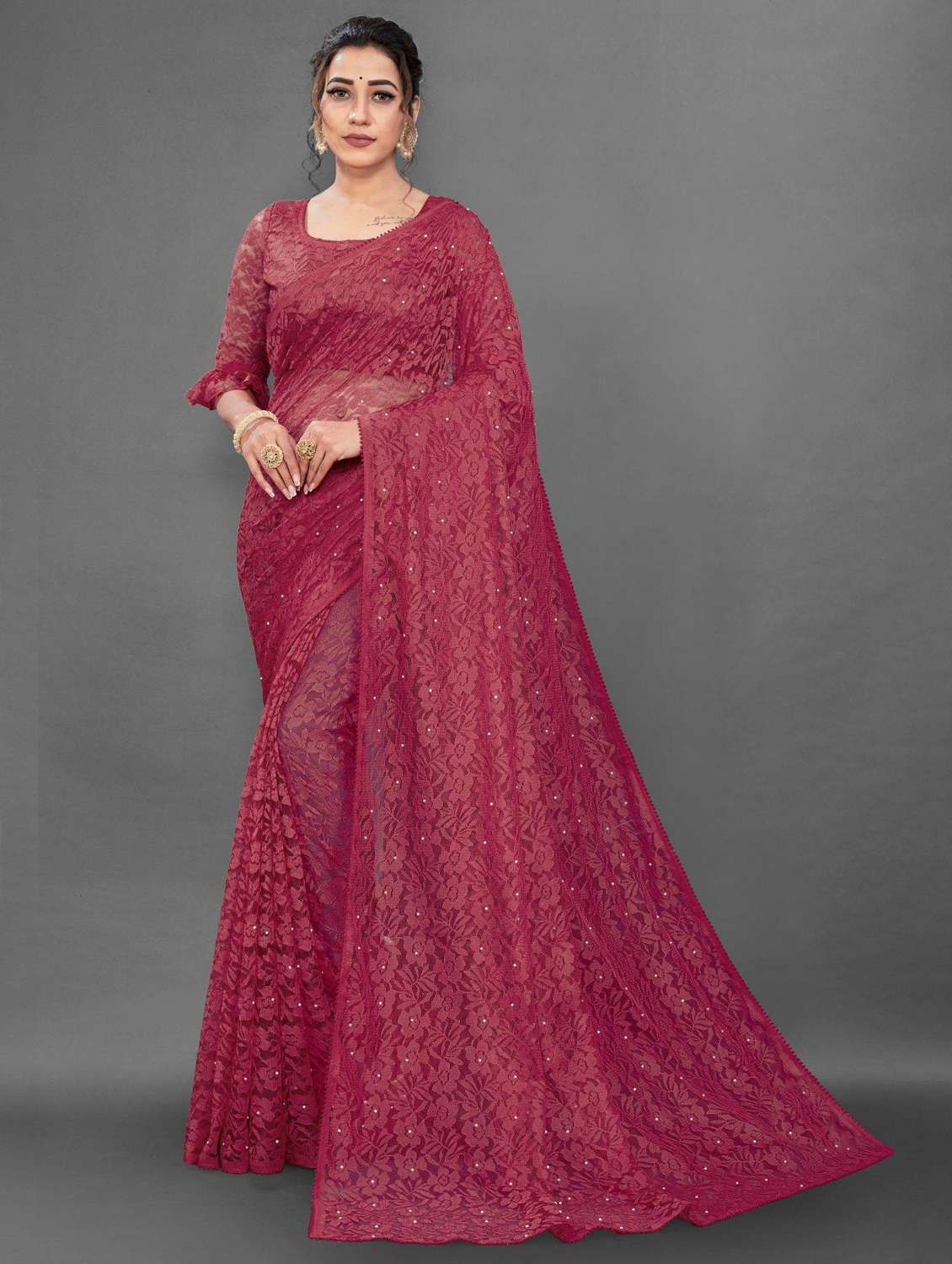 women self design plain saree with blouse