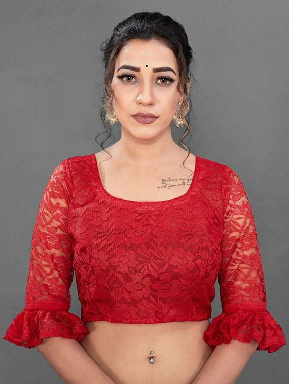 women self design plain saree with blouse - 22065978 - Standard Image - 3