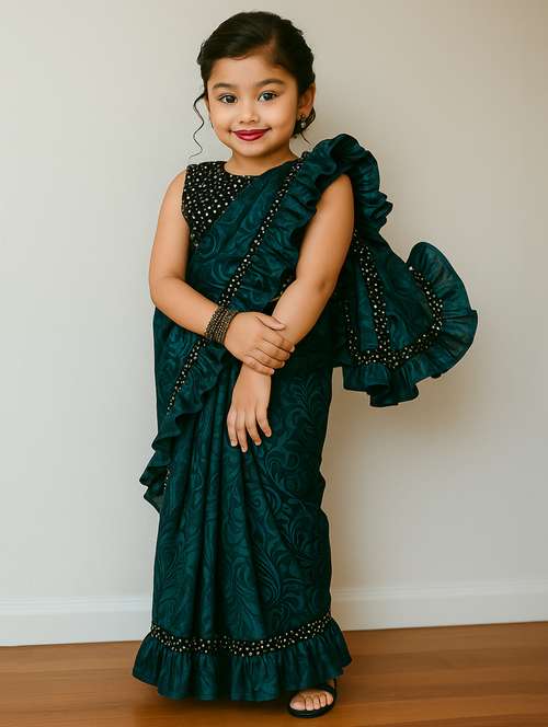girls self designed ready to wear saree - 22065982 -  Standard Image - 0