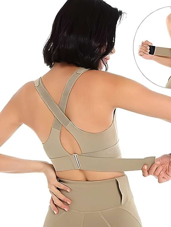 women solid lightly padded sports bra - 22065987 -  Standard Image - 3