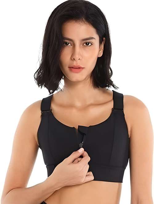 women solid lightly padded sports bra - 22065990 -  Standard Image - 0