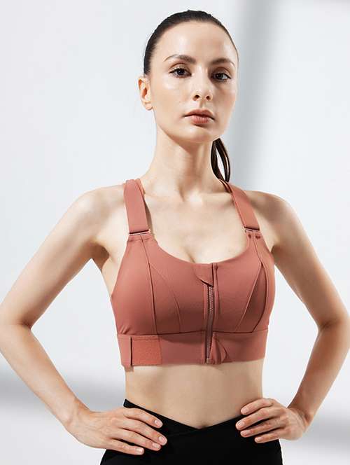 women solid lightly padded sports bra - 22065991 -  Standard Image - 0