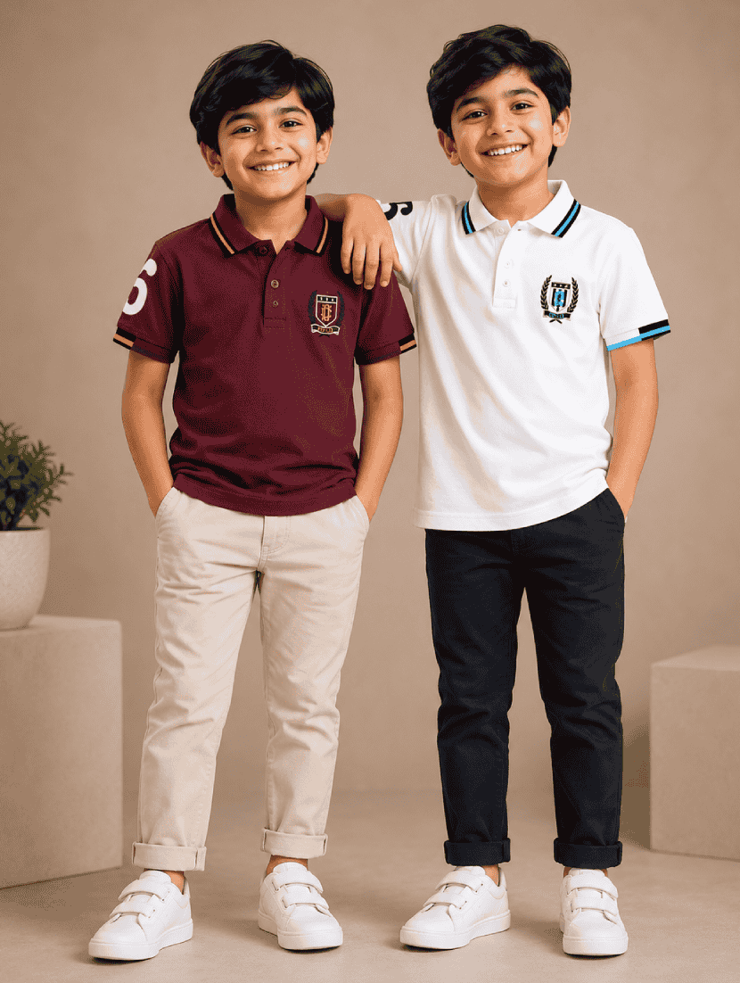 boys polo t-shirt cotton blend set