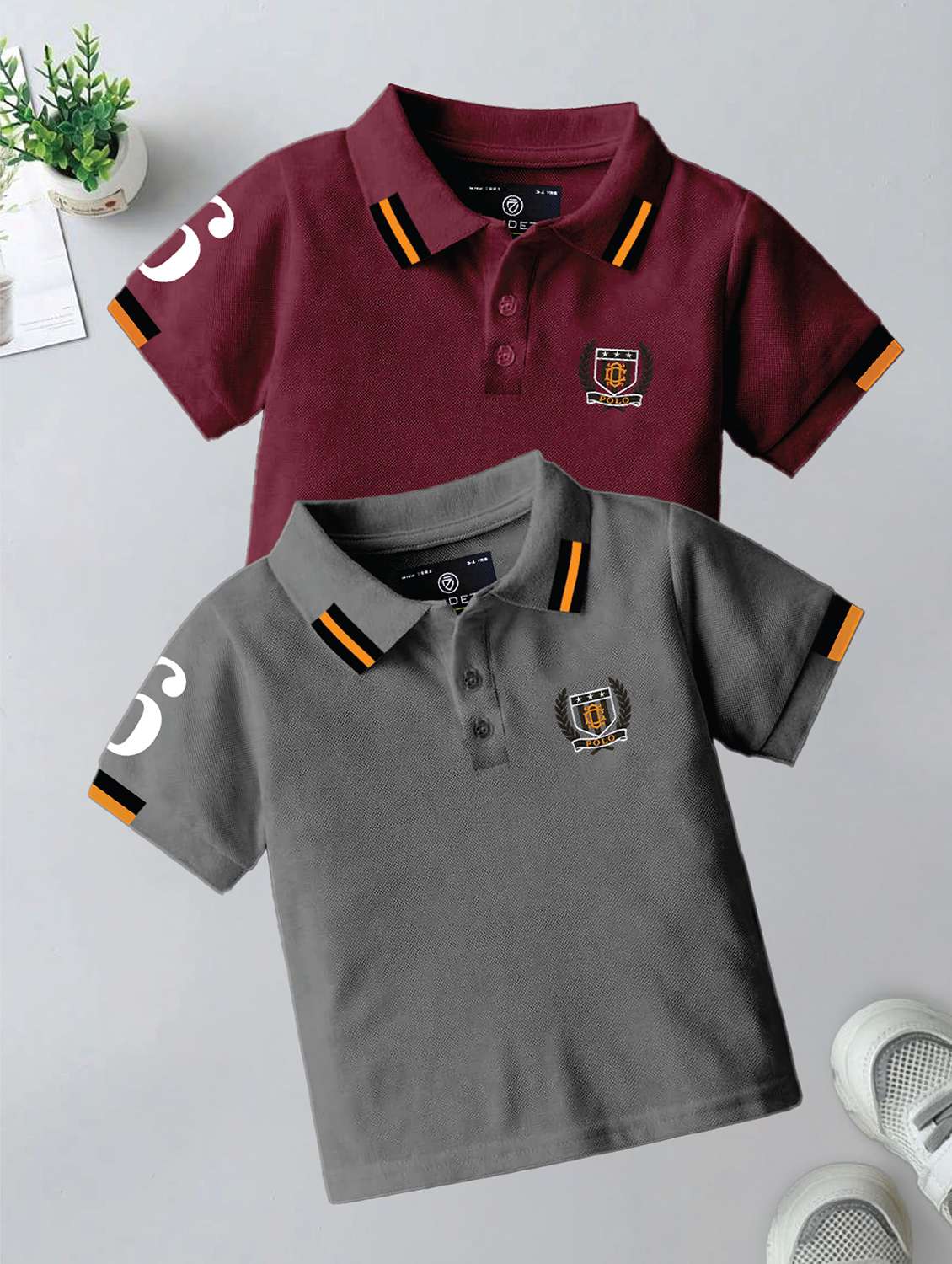 boys pack of 2 solid short sleeve polo t-shirt