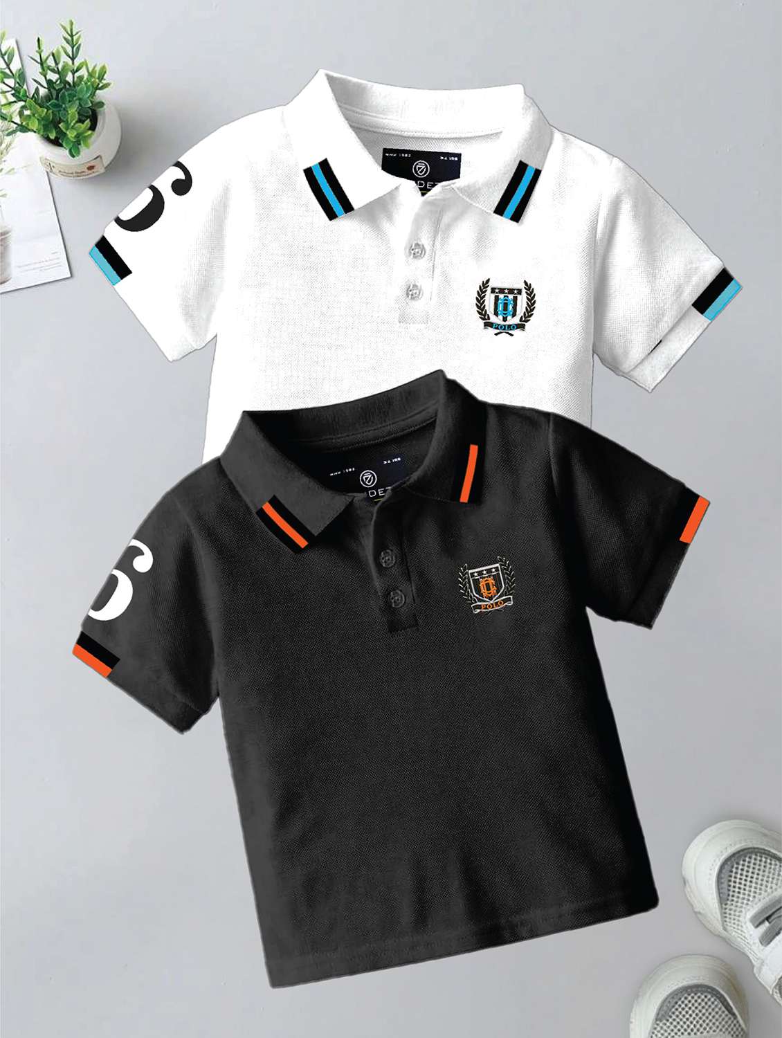 boys pack of 2 solid short sleeve polo t-shirt