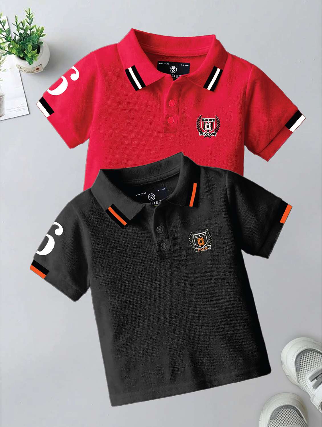 boys pack of 2 solid mid rise regular fit polo shorts