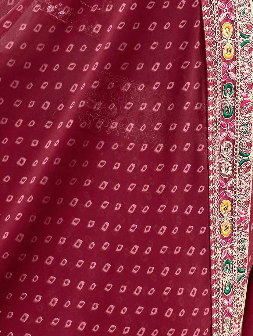 women bandhani printed bordered saree with blouse - 22066051 - Standard Image - 5