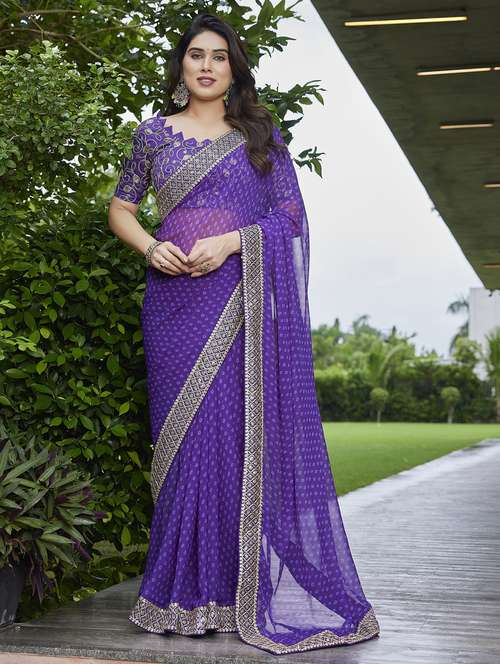 women bandhani printed bordered saree with blouse - 22066109 -  Standard Image - 0