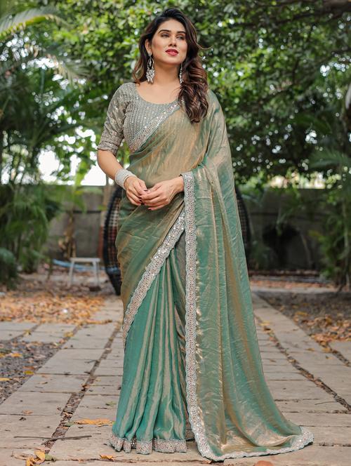 women solid with bordered saree with blouse - 22066212 - Standard Image - 0