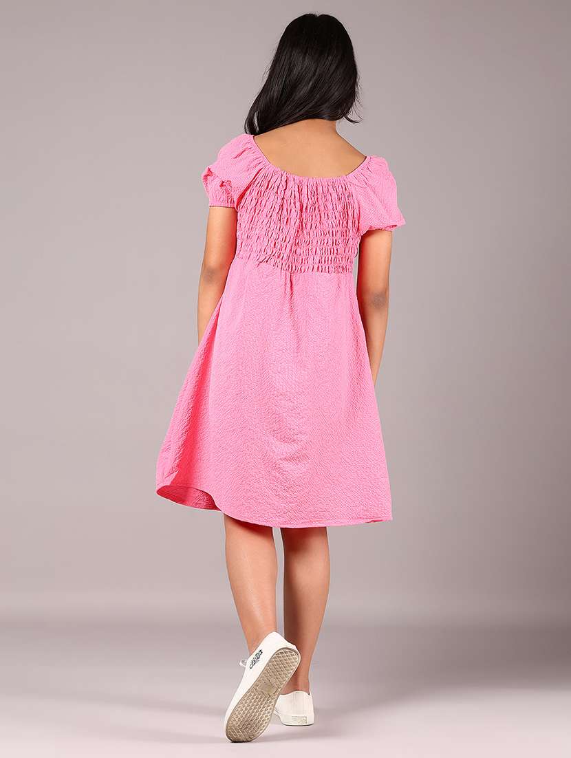 girls pink solid short sleeve frock - 22066221 -  Standard Image - 3