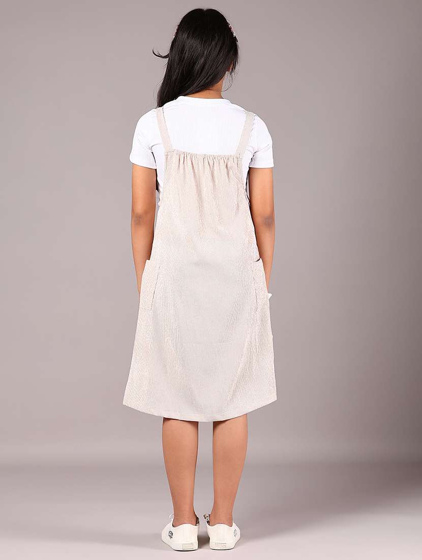 girls solid short sleeve dungaree dress - 22066222 -  Standard Image - 3