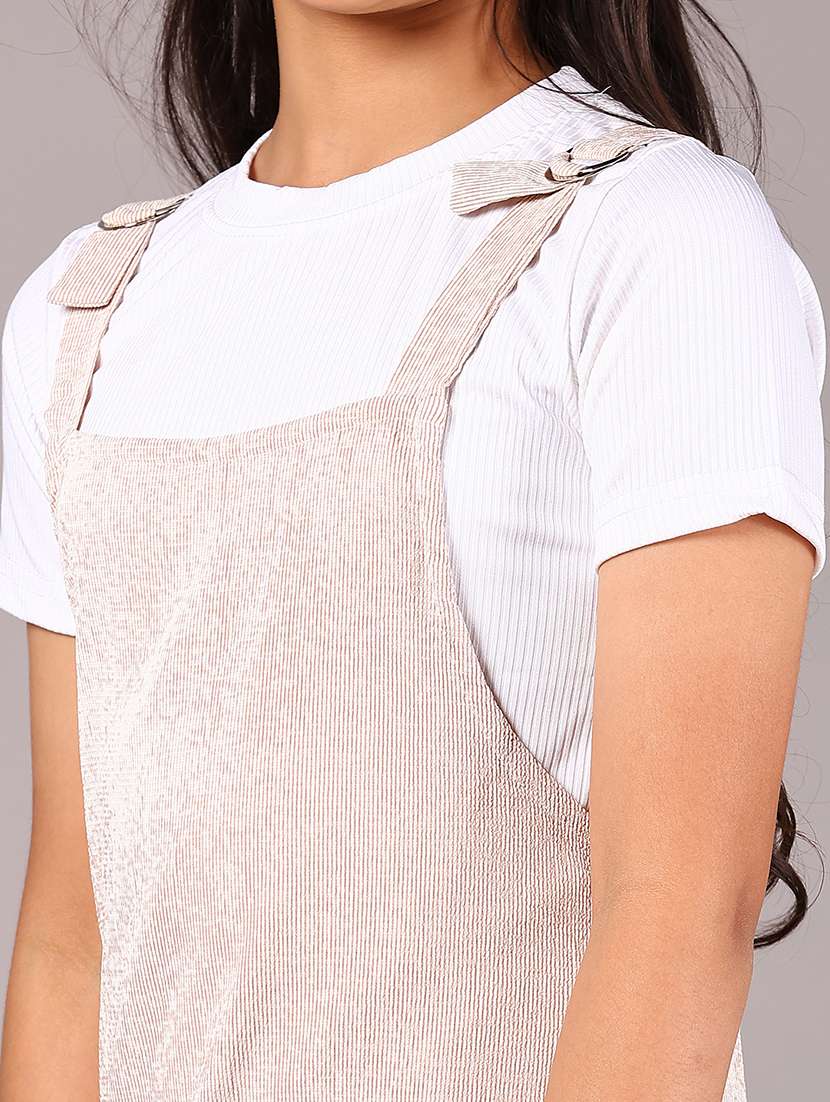 girls solid short sleeve dungaree dress - 22066222 -  Standard Image - 5