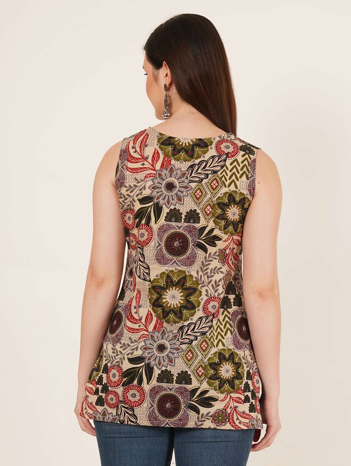 women printed sleeveless straight kurti - 22066245 - Standard Image - 3