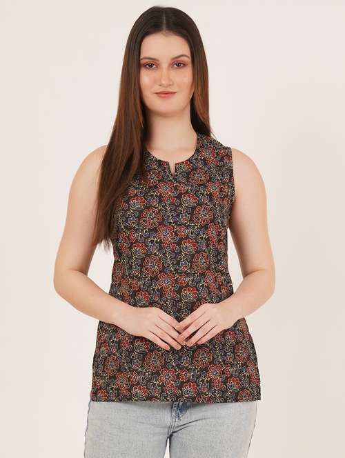 women printed sleeveless straight kurti - 22066246 -  Standard Image - 0