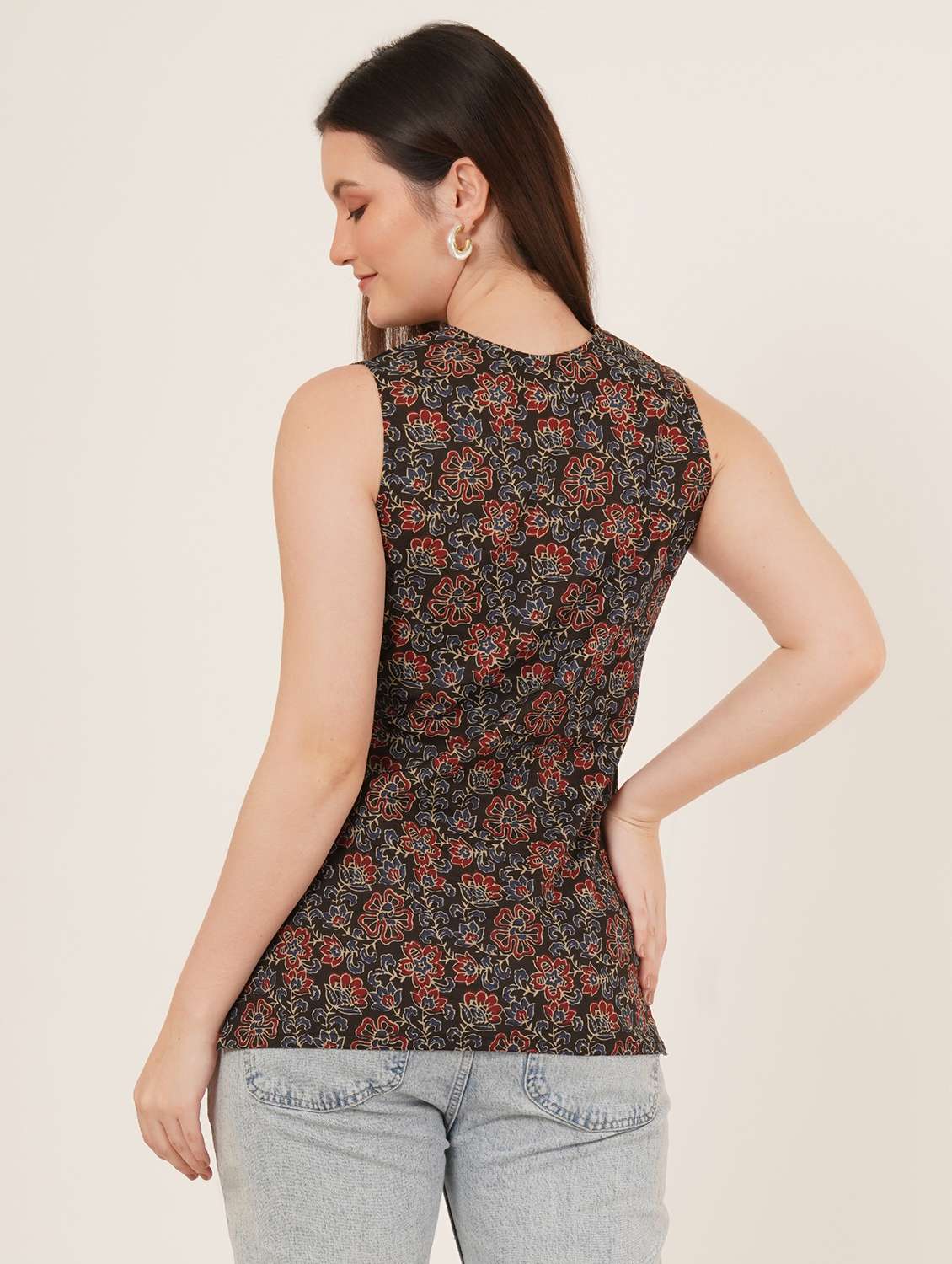 women printed sleeveless straight kurti - 22066246 -  Standard Image - 3