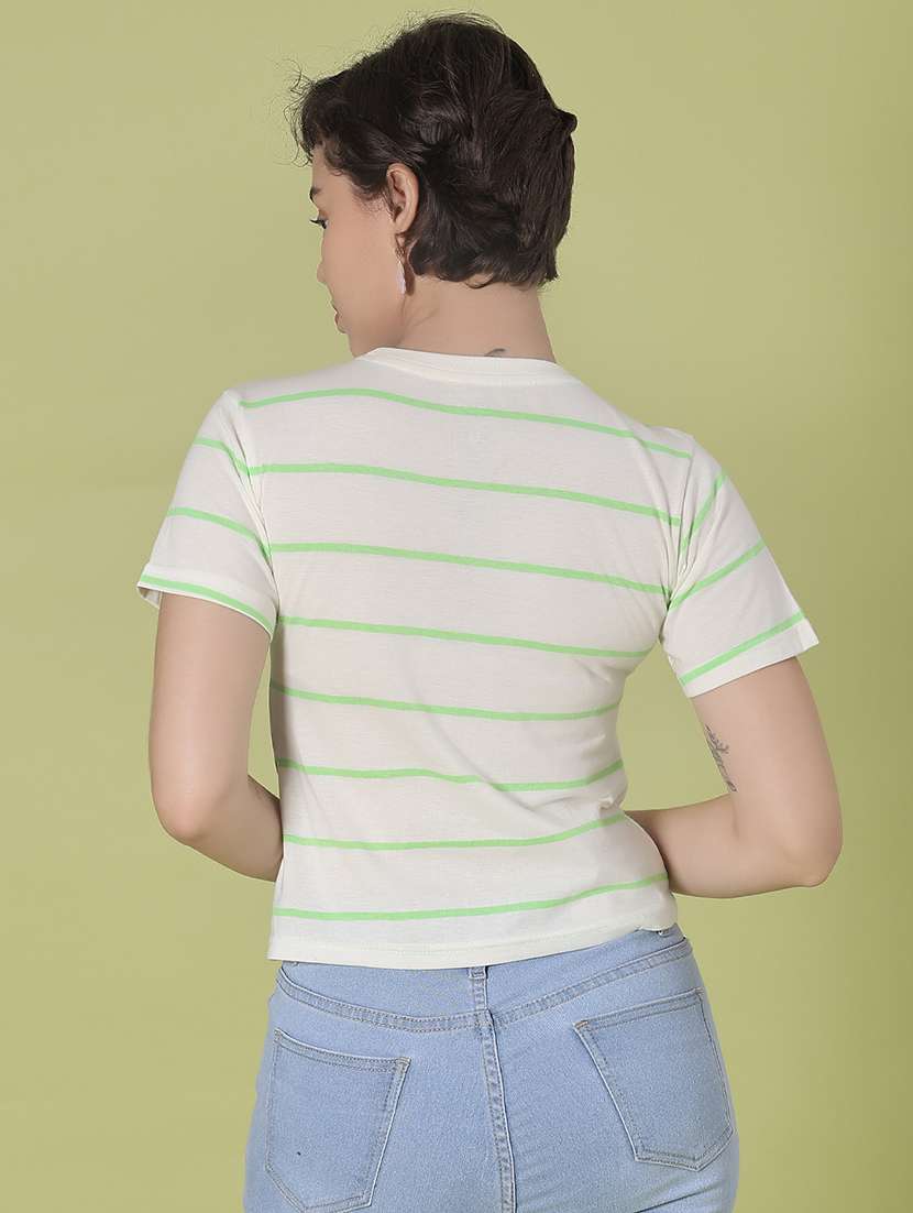 women striped short sleeve regular fit t-shirt - 22066265 -  Standard Image - 3