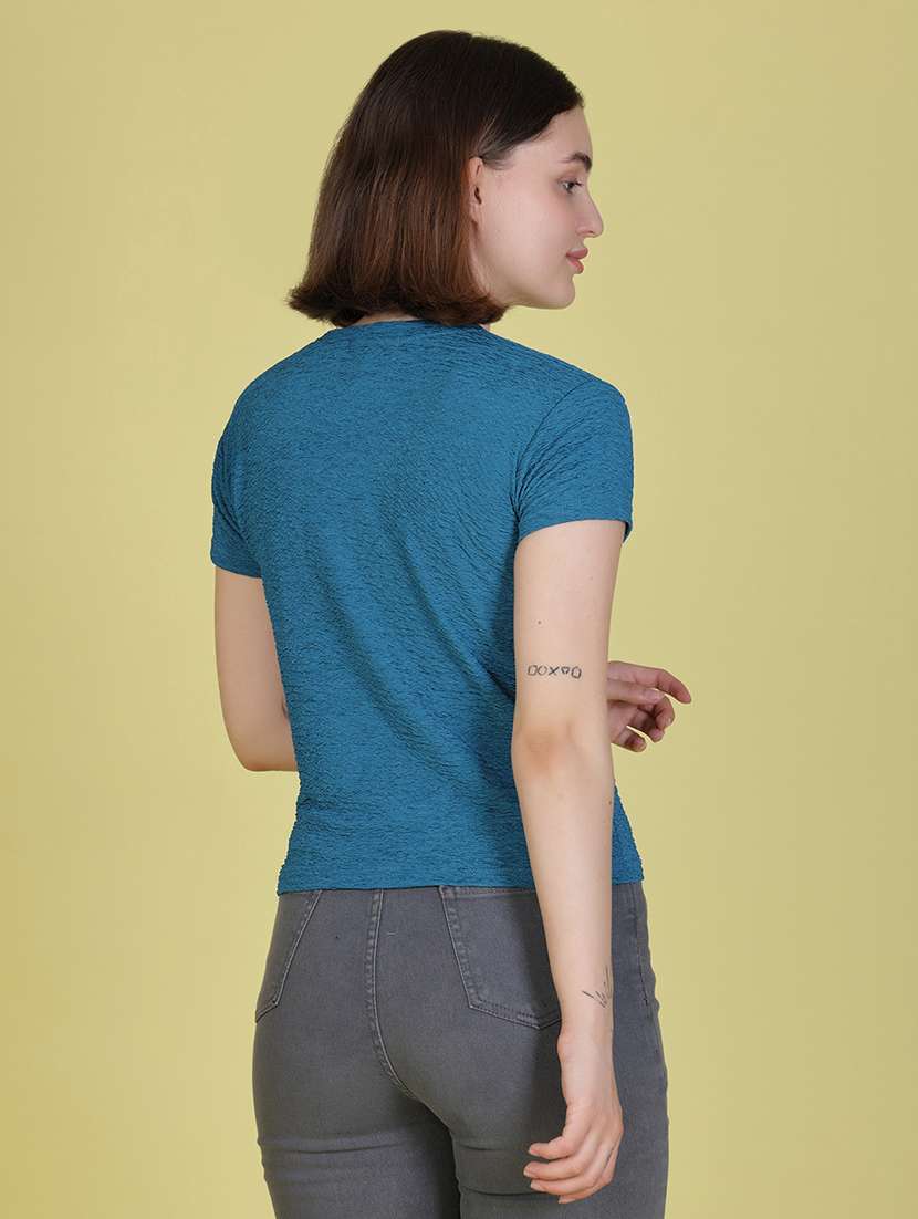 women solid short sleeve regular fit t-shirt - 22066270 - Standard Image - 3