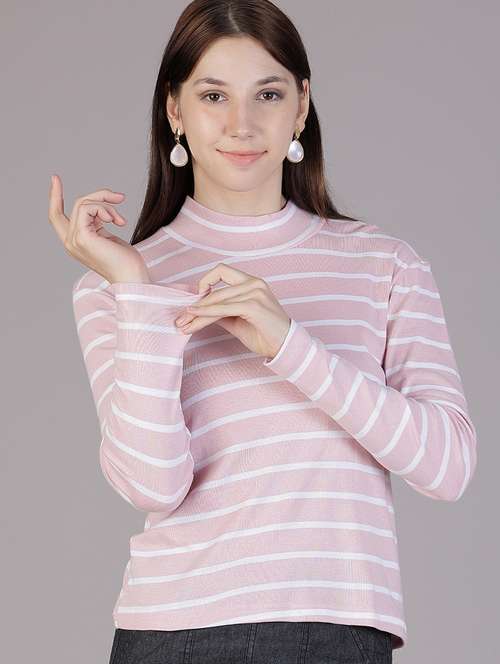 women striped long sleeve regular ft t-shirt - 22066272 -  Standard Image - 0
