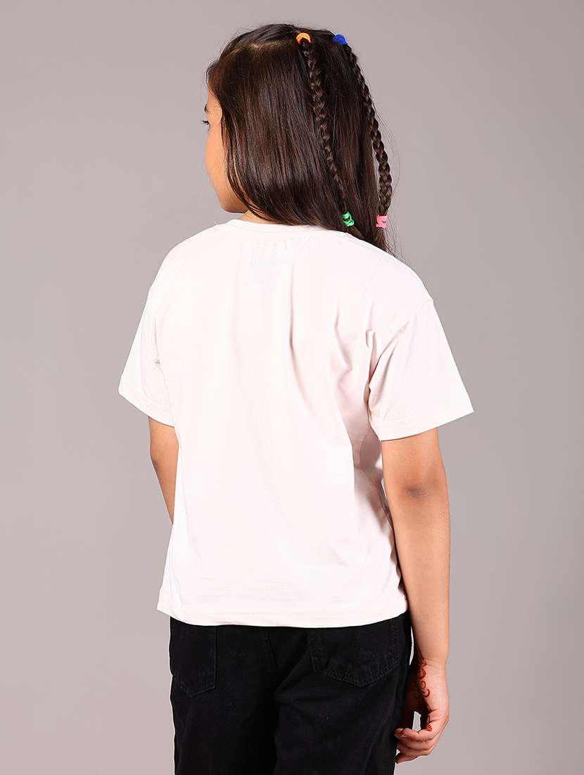 girls white printed short sleeve tee - 22066288 -  Standard Image - 3