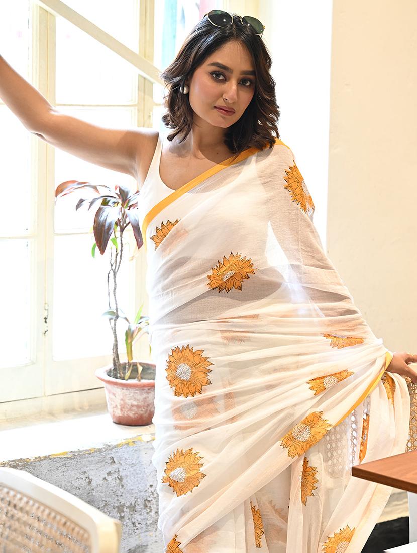 women floral printed saree with blouse - 22066304 - Standard Image - 5
