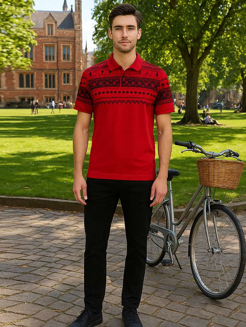 men printed short sleeve regular fit polo t-shirt - 22066323 -  Standard Image - 3