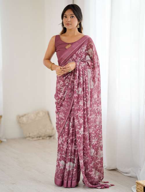women floral printed saree with blouse - 22066331 -  Standard Image - 0
