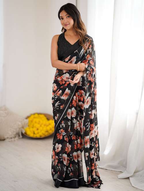 women printed casual wear saree with blouse - 22066344 -  Standard Image - 0