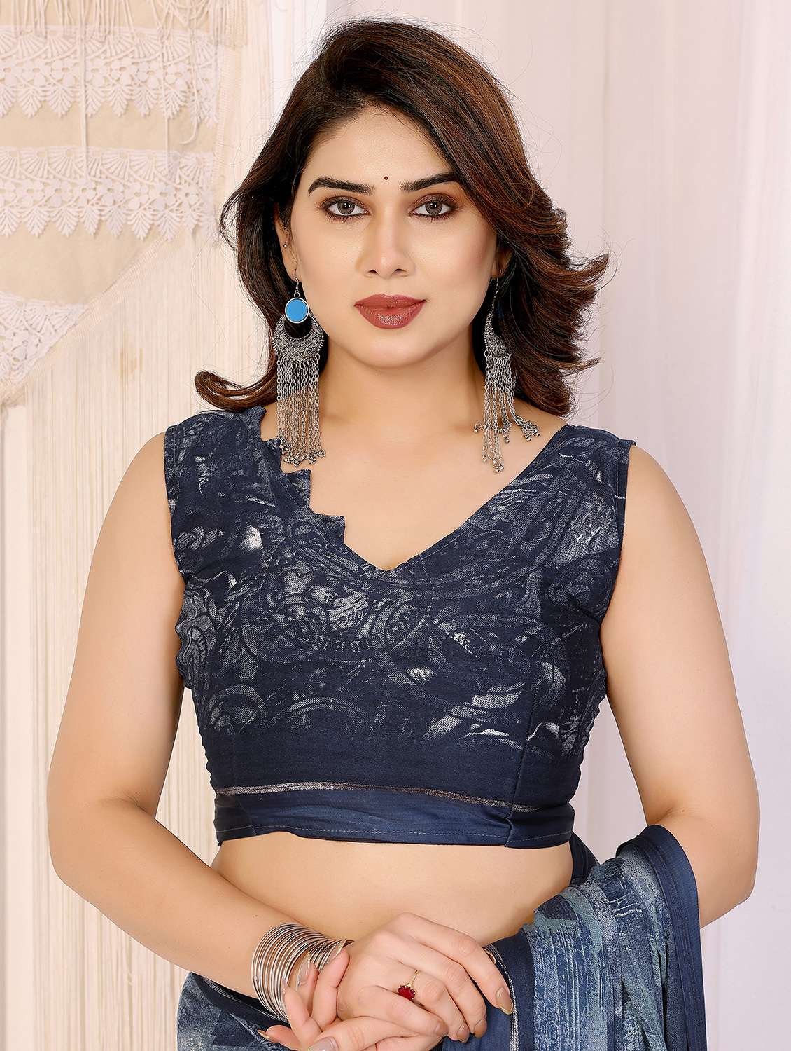 women printed casual wear saree with blouse - 22066354 -  Standard Image - 5