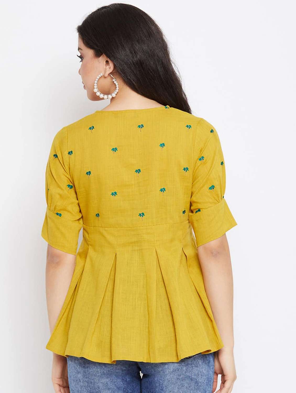 women embroidered puff sleeve peplum top - 22066369 - Standard Image - 3