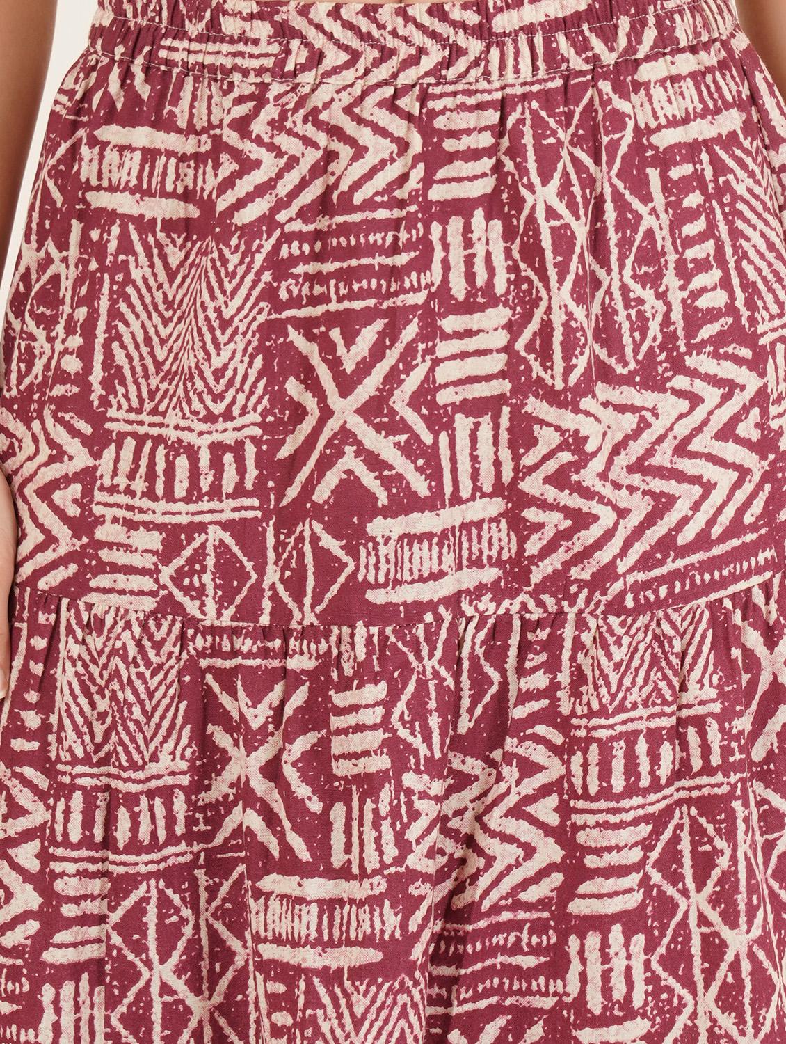 women printed mid rise tiered maxi skirt - 22066382 - Standard Image - 5