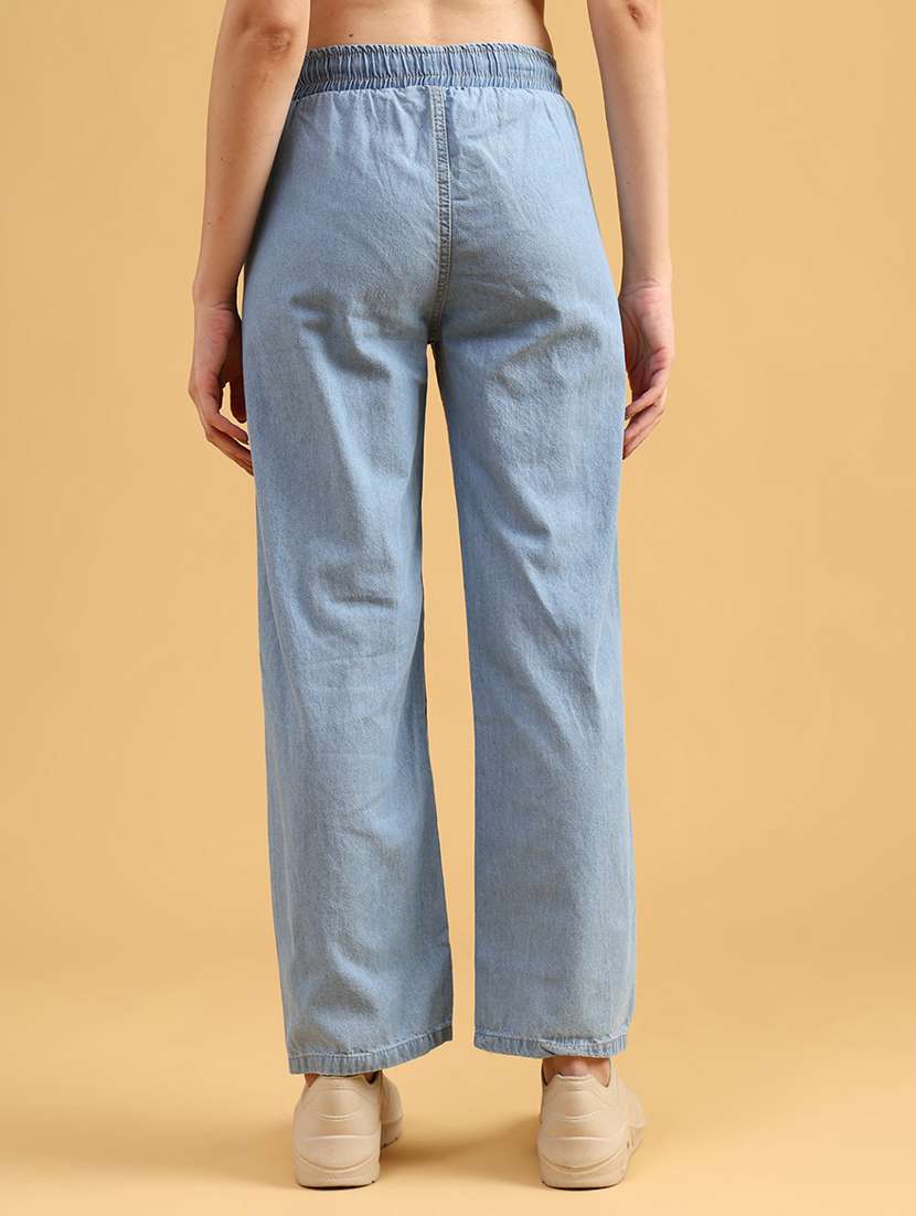 women solid mid rise straight trouser - 22066780 -  Standard Image - 3