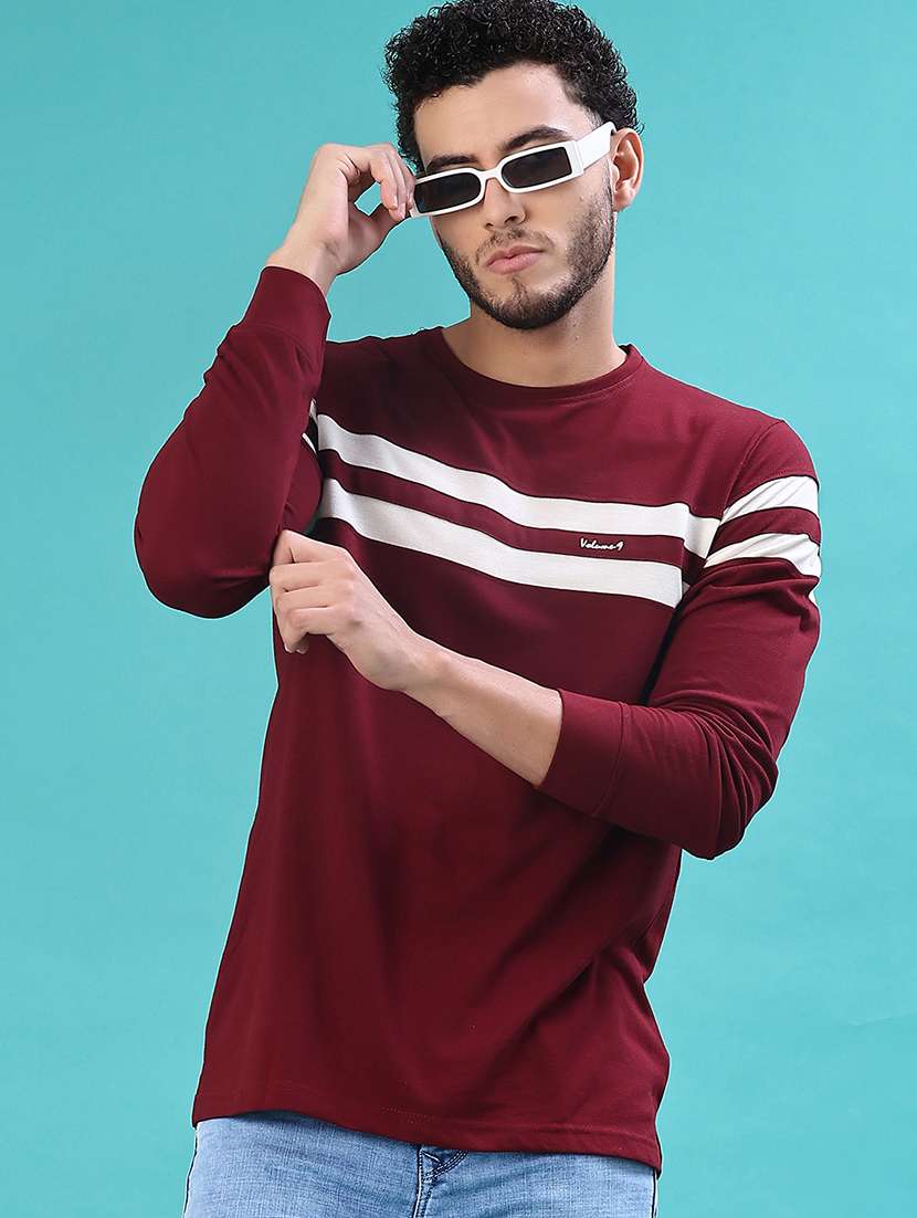 men striped long sleeve regular fit t-shirt