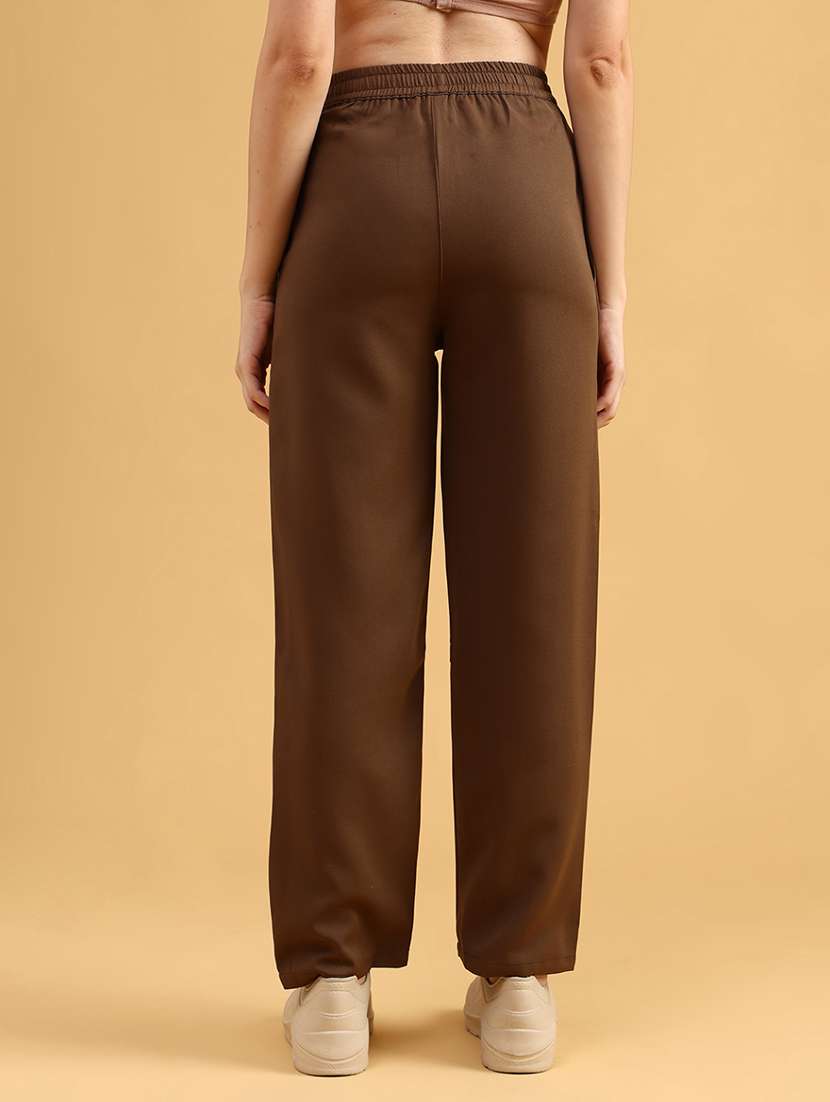 women solid mid rise straight trouser - 22066863 -  Standard Image - 3
