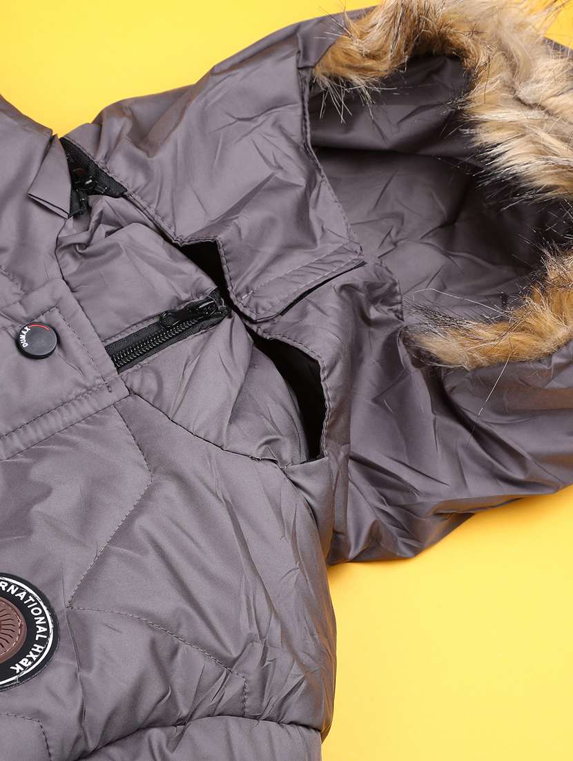 boys solid long sleeve hooded quiled acket - 22066883 -  Standard Image - 3