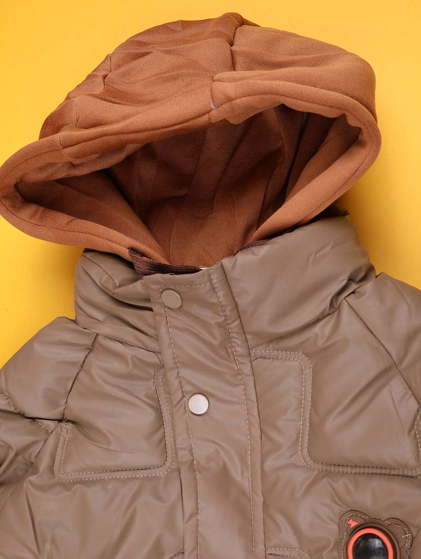 boys solid long sleeve hooded quiled acket - 22066884 -  Standard Image - 3