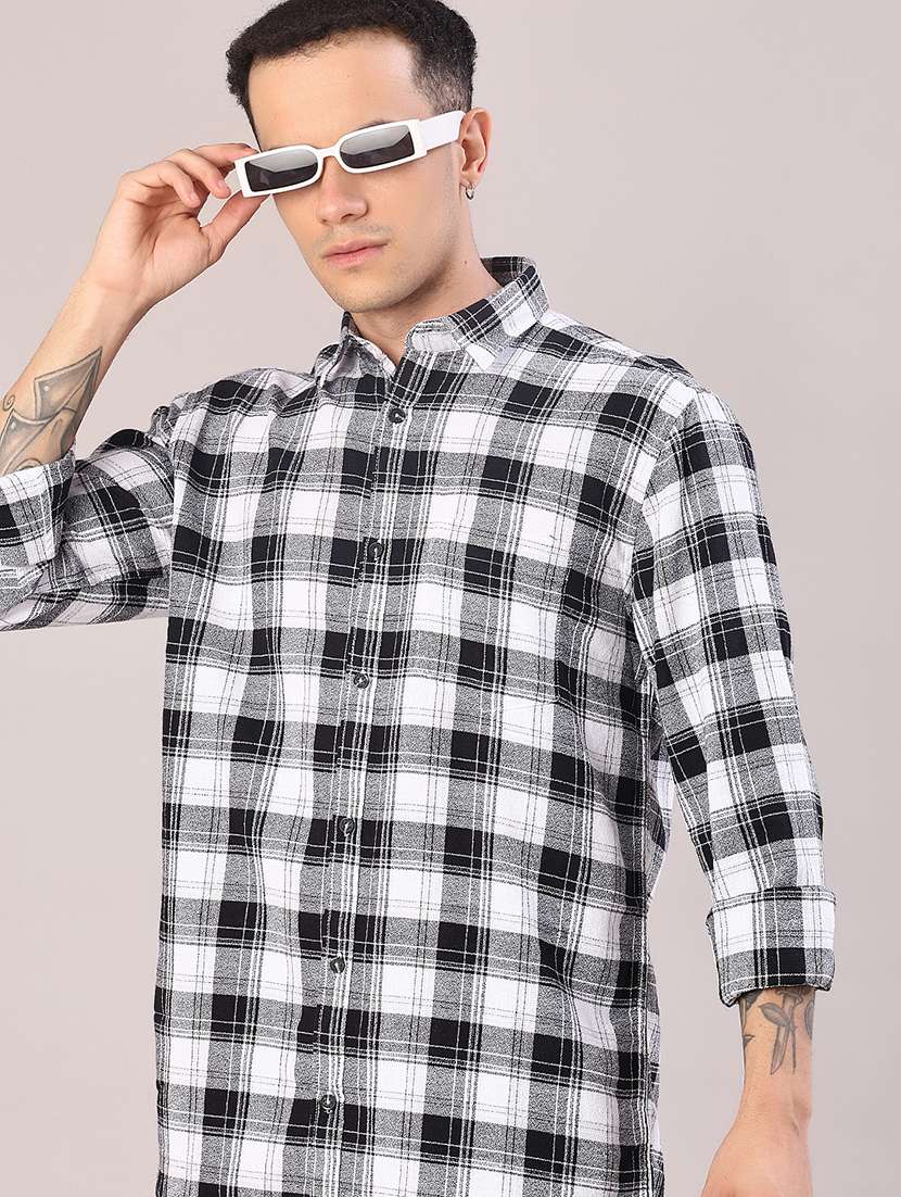 men checkered long sleeve regular fit casual shirt