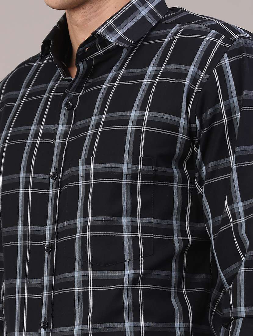 men checkered collared long sleeve shirt - 22067106 -  Standard Image - 5