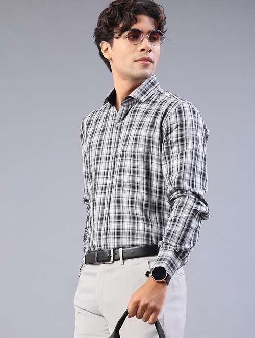 men checkered long sleeve regualr fit formal shirt - 22067108 -  Standard Image - 0