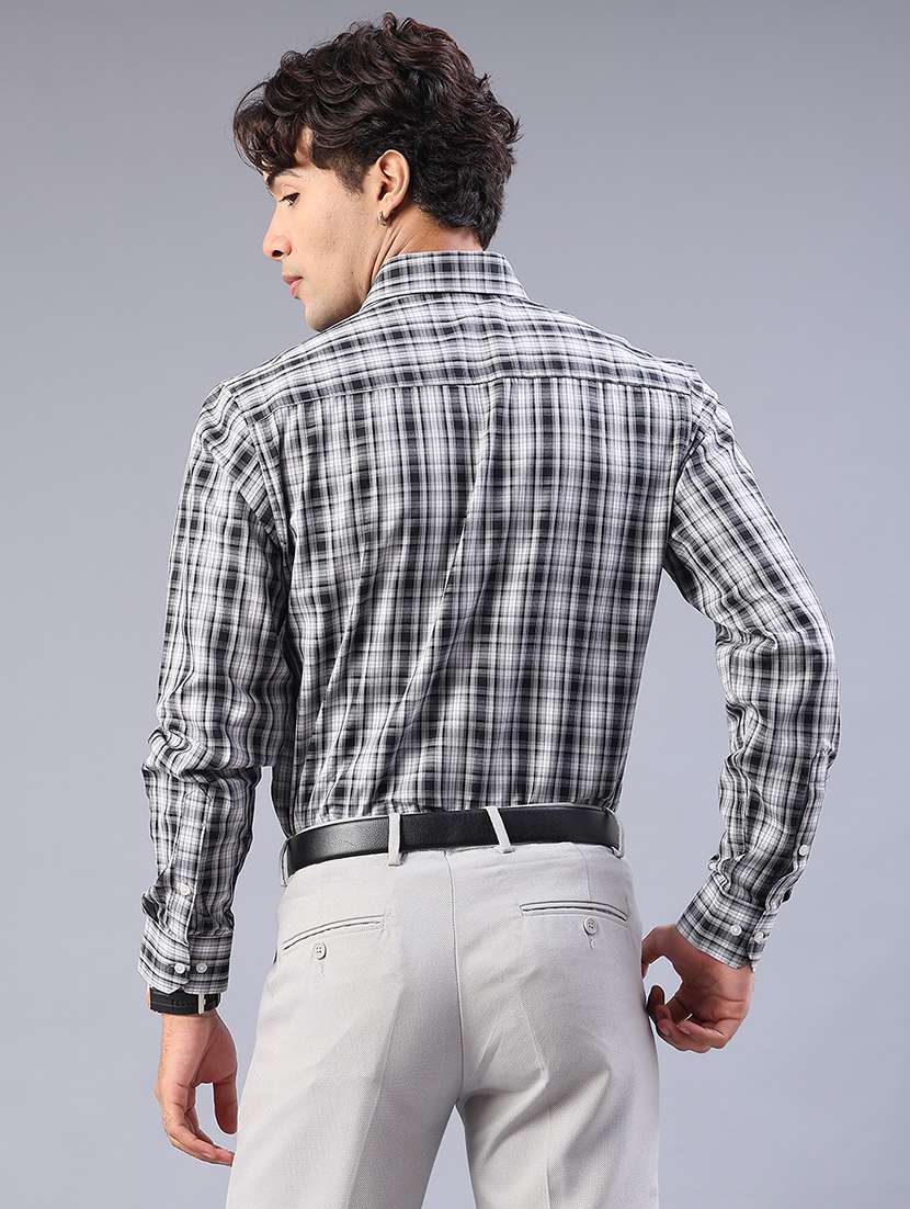 men checkered long sleeve regualr fit formal shirt - 22067108 -  Standard Image - 3