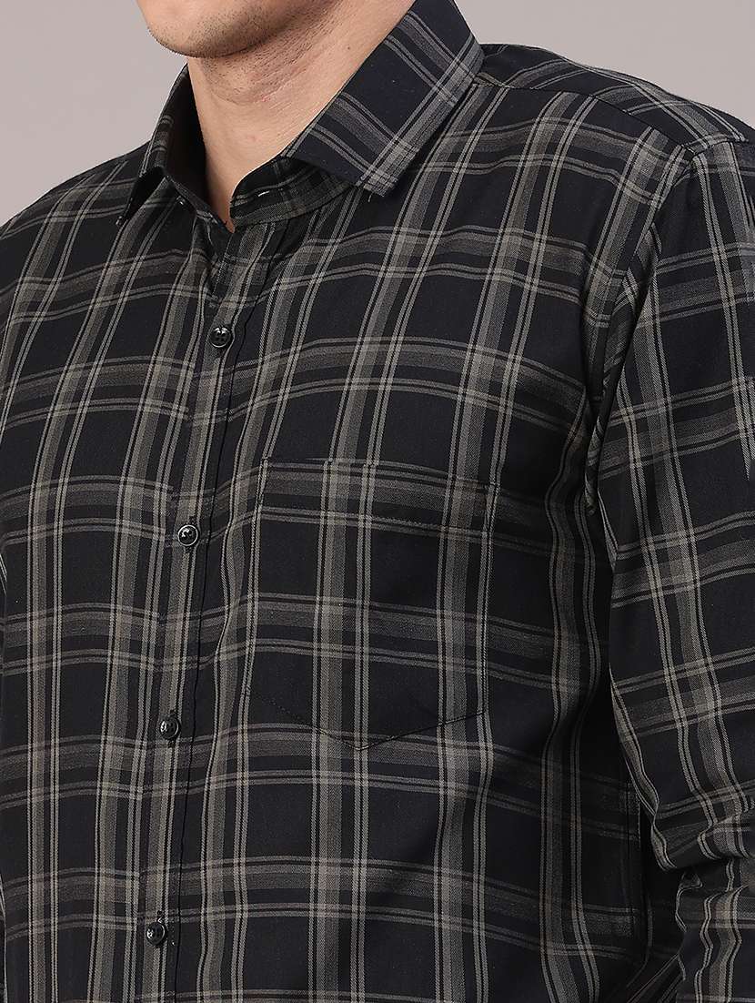 men checkered collared long sleeve shirt - 22067111 -  Standard Image - 5