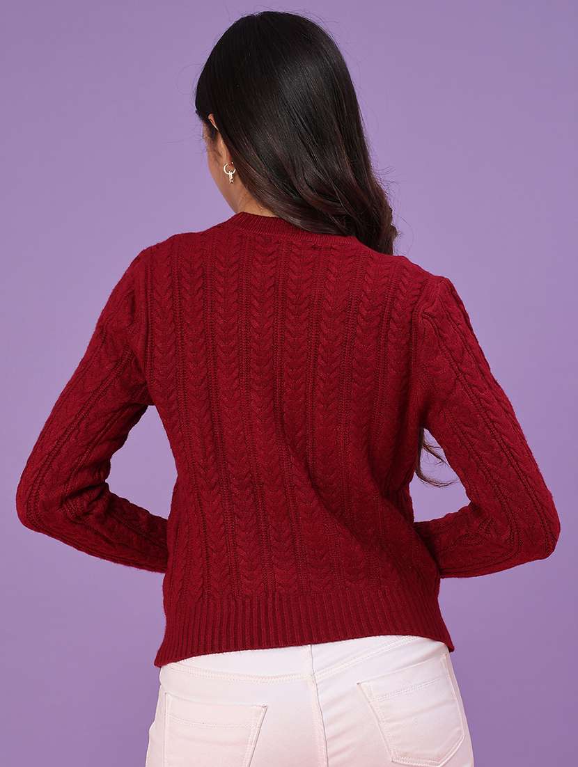 women self design long sleeve waist length pullover - 22067176 -  Standard Image - 3