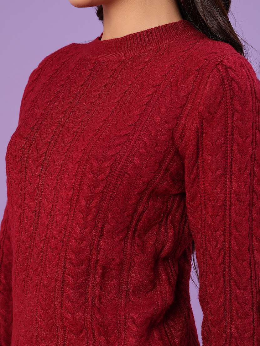 women self design long sleeve waist length pullover - 22067176 -  Standard Image - 5