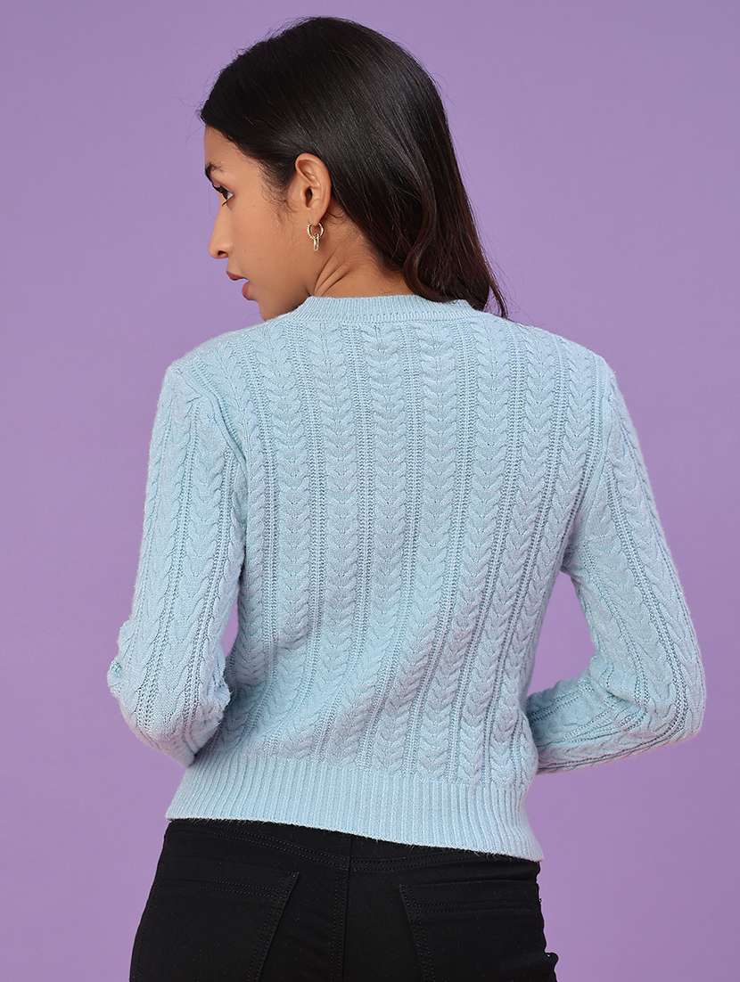 women self design long sleeve waist length pullover - 22067177 -  Standard Image - 3