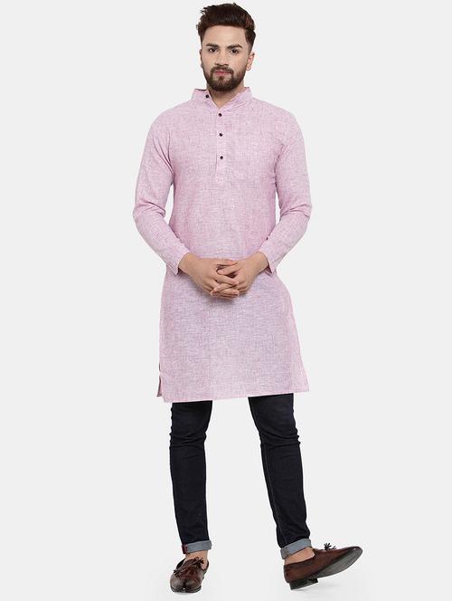 men solid mandarin neck long kurta - 22067471 -  Standard Image - 0